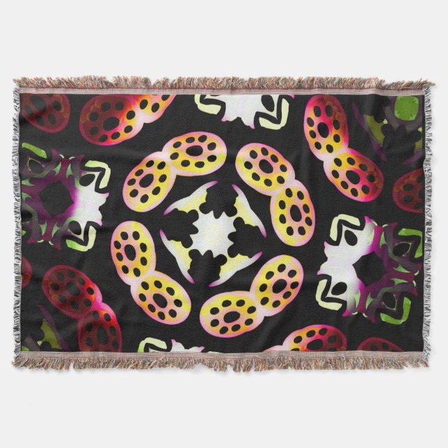 Manta Tejida Cobertura Jimette Diseño tiene franjas de rosa (Anverso)