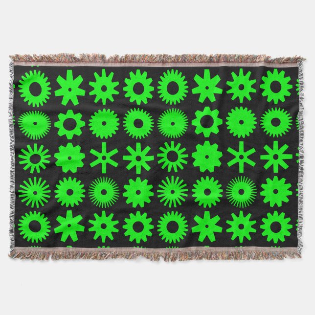 Manta Tejida Cogs - Verde sobre Negro (Anverso)