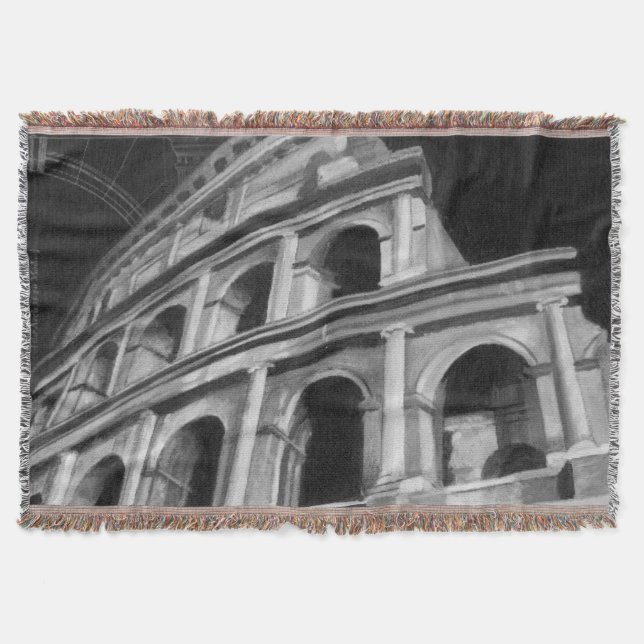 Manta Tejida Coliseo romano con dibujos arquitectónicos (Anverso)