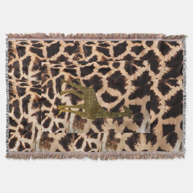 Manta Tejida Collage de arte de jirafa zoológico Safari animal  (Anverso)