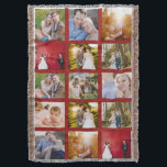 Manta Tejida Collage de fotos de color rojo oscuro<br><div class="desc">Manta de lanzamiento de collage de fotos de 15 fotos. ¡Gran regalo para niños universitarios! También disponible con marcos de fotos blancos o negros. 

Foto cortesía del fotógrafo de bodas de Leeds,  John Hope. Visítalo en http://www.johnhopephotography.com</div>