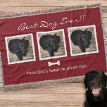 Manta Tejida Collage de fotos de Mascota de perro|Mejor perro d<br><div class="desc">Esta cálida y acogedora manta de tiros tiene 3 fotos cuadradas diferentes de tu perro - el mejor perro de todos los tiempos!! Haga clic en Personalizar y, a continuación, cargue sus fotos. Personaliza con el nombre de tu perro u otro texto. Labrador Retreiver, Golden Retriever, German Shepard, Pug, Bulldog,...</div>