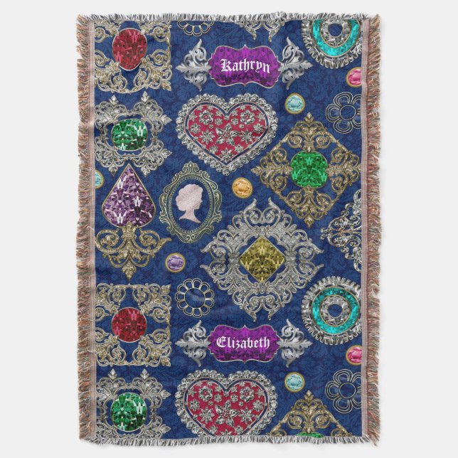 Manta Tejida Collage magnífico de la piedra preciosa de la (Frente vertical)