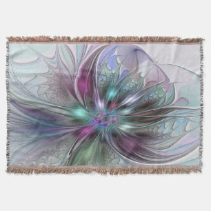 Manta Tejida Colorful Fantasy Abstract Modern Fractal Flower