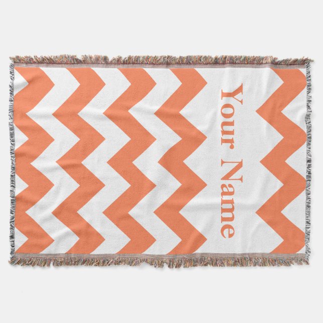 Manta Tejida Coral Bold Chevron con nombre personalizado (Anverso)