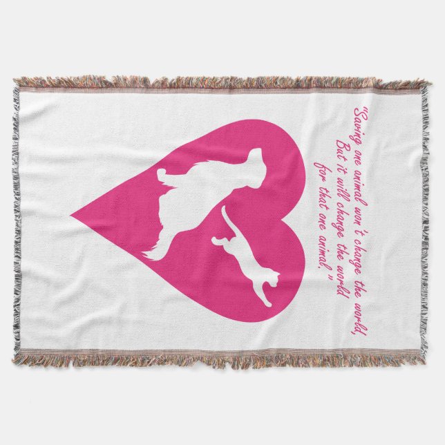 Manta Tejida Corazón de perro y gato (Anverso)