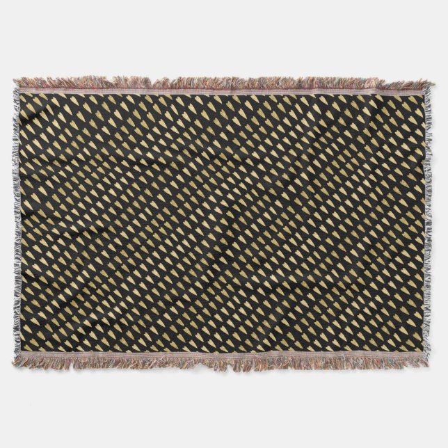 Manta Tejida Corazones de oro y negro (Anverso)