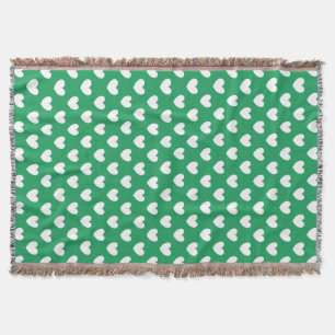 Manta Tejida Corazones de polka blanca en Kelly Green