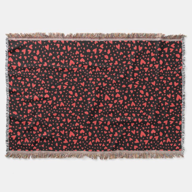 Manta Tejida Corazones rojos y besos (Anverso)