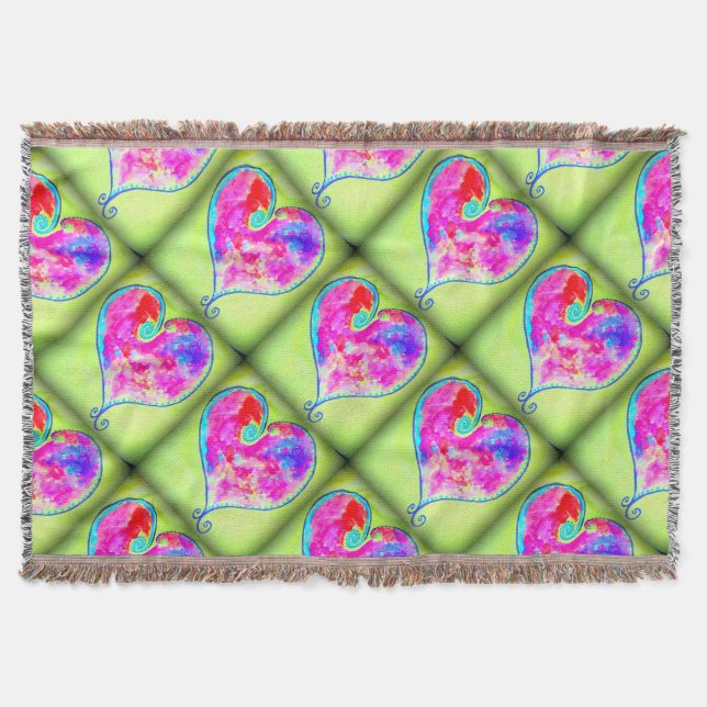 Manta Tejida corazones rosados y rápidos (Anverso)