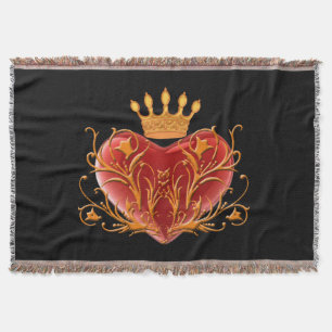 Manta Tejida Crown Filigree Heart Throw Blanket