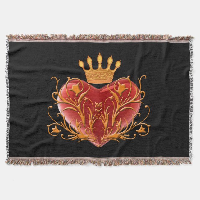 Manta Tejida Crown Filigree Heart Throw Blanket (Anverso)