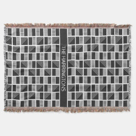 Manta Tejida Cuadrados geométricos personalizado monograma mant