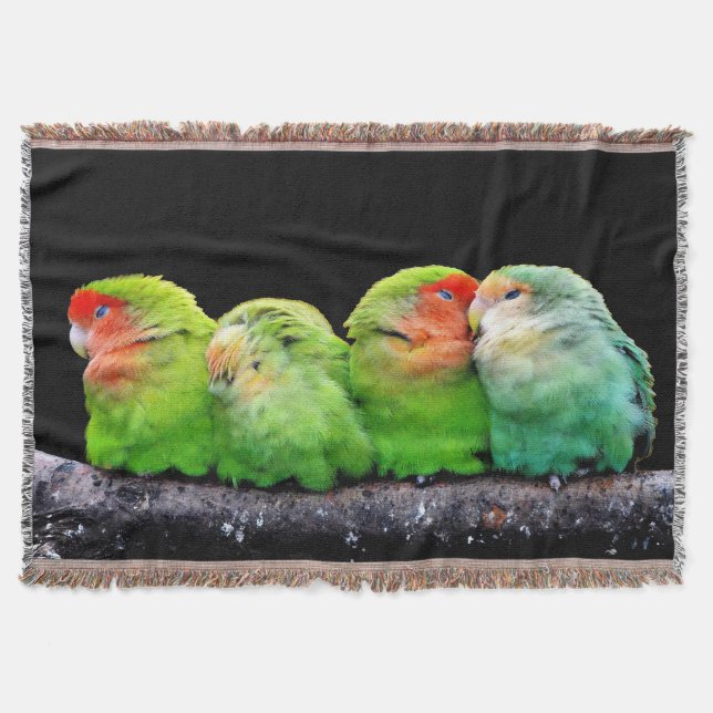 Manta Tejida Cuatro pequeños canarios (Anverso)