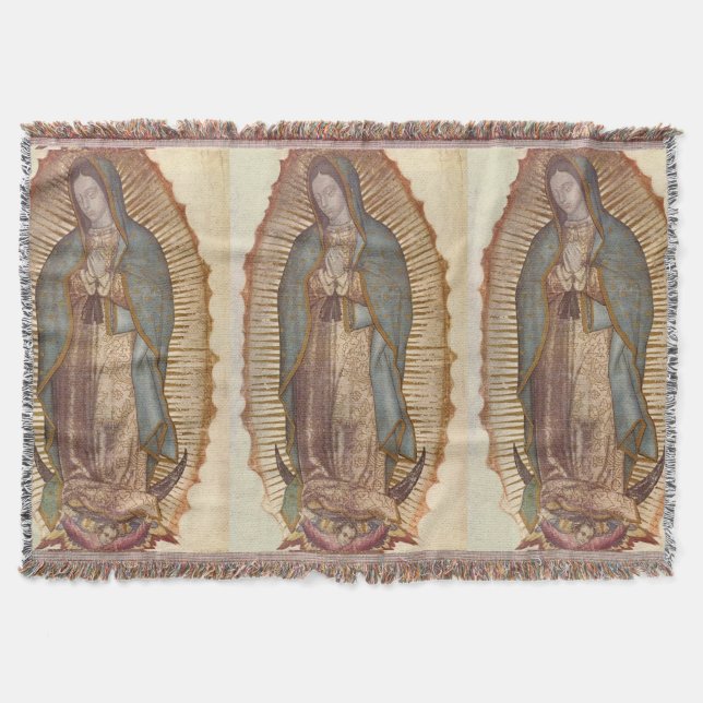 Manta Tejida Cubierta Colgante De La Pared De Nuestra Señora De (Anverso)
