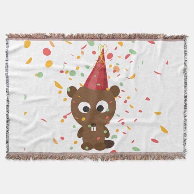 Manta Tejida Cute Confetti Fiesta Beaver (Anverso)