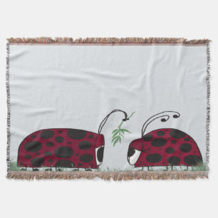 Manta Tejida Cute Ladybugs Y Mistletoe