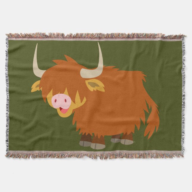 Manta Tejida Cute Personalizado Highland Cow (Anverso)