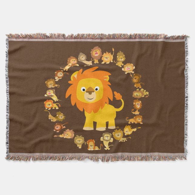 Manta Tejida Cute Personalizado Lion Mandala Throw Blanket (Anverso)