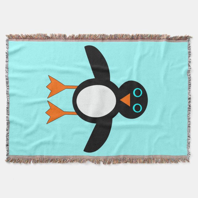 Manta Tejida Cute pingüino Throw Blanket (Anverso)