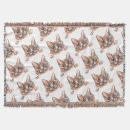 Manta Tejida Cute Super Sweet Cat Face Dibujo Thong Blanket
