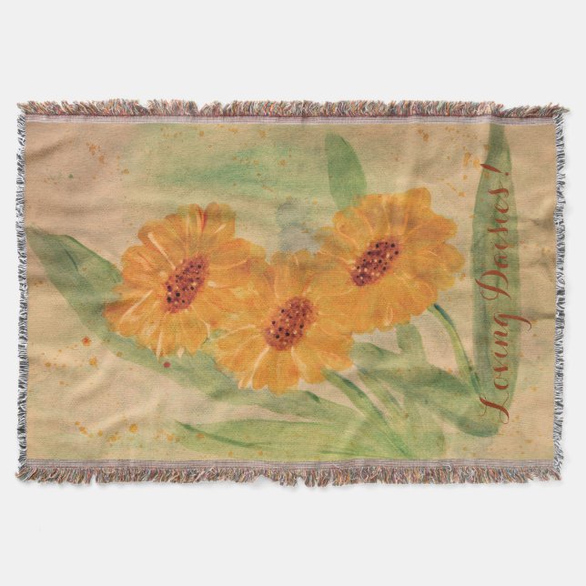 Manta Tejida Daisies acuarelas grandes (Anverso)