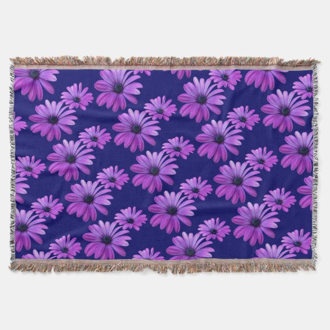 Manta Tejida Daisy Flower Blanket Purple Daisies Throw Blanket (Anverso)