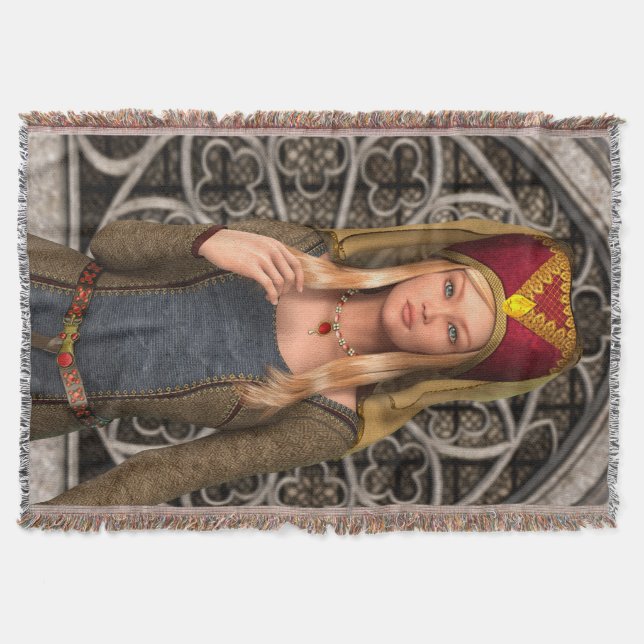 Manta Tejida Dama Medieval (Anverso)