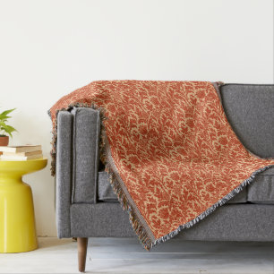 Manta Tejida Damasco del cardo de William Morris, mandarina