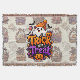 Manta tejida de Halloween de fantasma adorable par