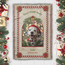 Manta tejida de Navidad con foto de mascota festiv
