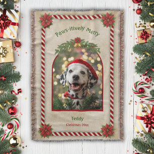 Manta tejida de Navidad con foto de mascota festiv