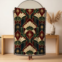 Manta tejida de Navidad con ventilador Art Deco