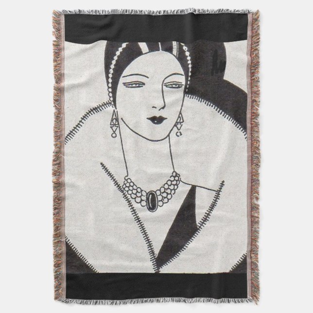 Manta Tejida Deco de arte de 1928 (Frente vertical)