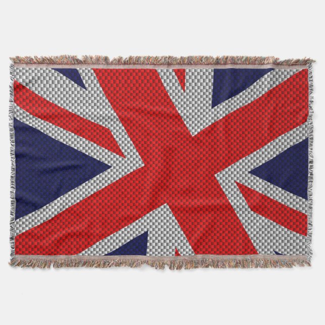 Manta Tejida Decoración estilo fibra de carbono Union Jack (Anverso)