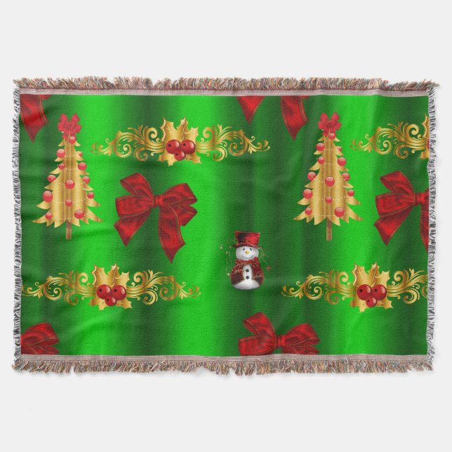 Manta Tejida Decoraciones De Navidad En Verde (Anverso)