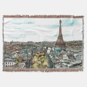 Manta Tejida Destinos   Vista de la Vieja Torre Eiffel en París