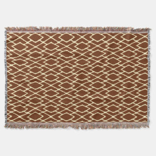 Manta Tejida Diamantes Ikat - Marrón chocolate y crema