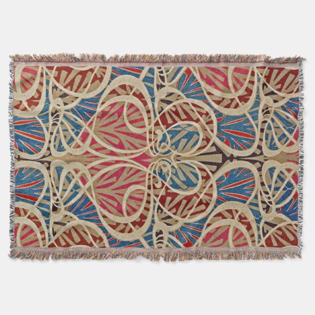 Manta Tejida Diseño Art Nouveau #10 en Emporio Moffa (Anverso)