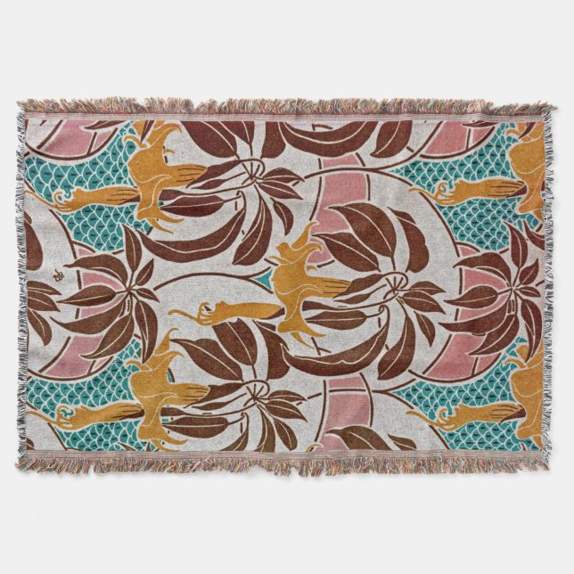 Manta Tejida Diseño Art Nouveau #5 en Emporio Moffa (Anverso)