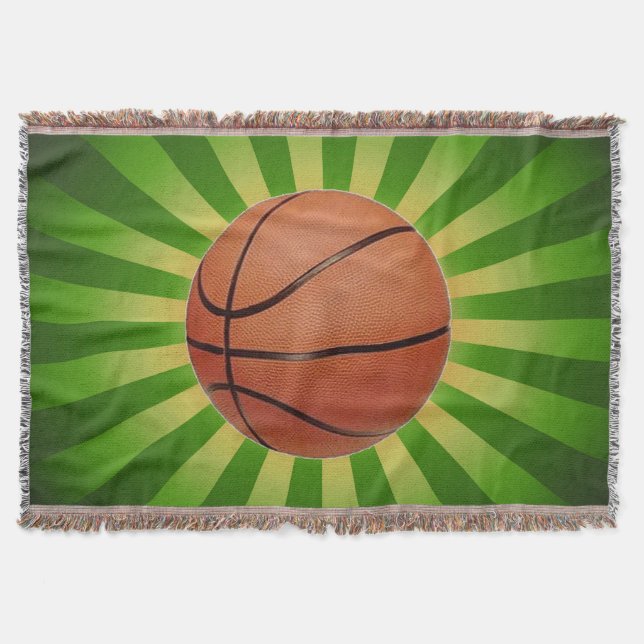 Manta Tejida Diseño de baloncesto Throw Blanket (Anverso)