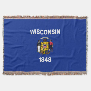 Manta Tejida Diseño de la bandera del estado de Wisconsin