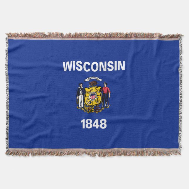 Manta Tejida Diseño de la bandera del estado de Wisconsin (Anverso)