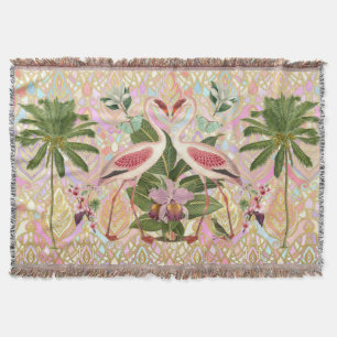 Manta tejida diseño rosado del tiro del vintage