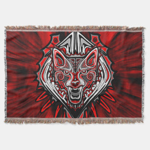 Manta Tejida Diseño Totémico Tribal Haida de Lobo