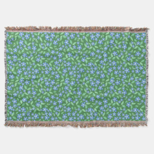 Manta Tejida Ditsy Blue Periwinys en floral verde