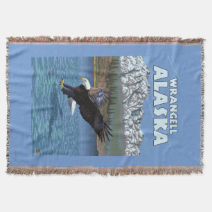 Manta Tejida Eagle calvo que se zambulle - Wrangell, Alaska