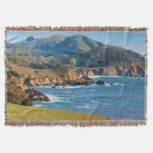 Manta Tejida EE.UU., California. Panorama De Big Sur Con Bixby
