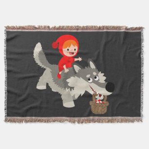 Manta Tejida El Caperucita Rojo y el lobo