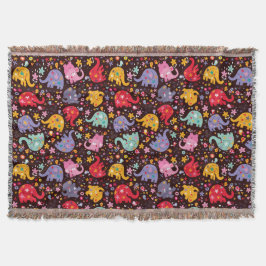 Manta Tejida Elefantes divertidos Throw Blanket